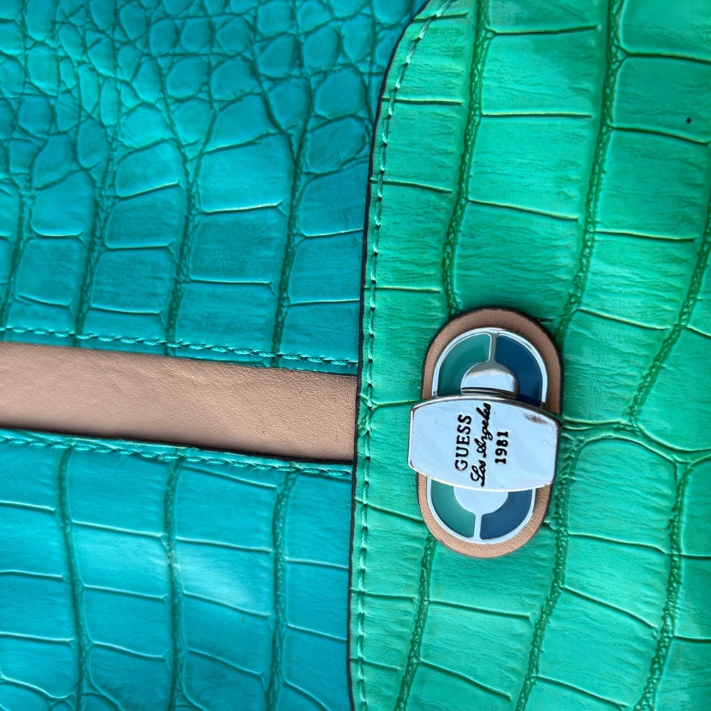RARE Guess Vintage Los Angeles Crossbody Handbag Bag 1981 Croc - Picture 7 of 13